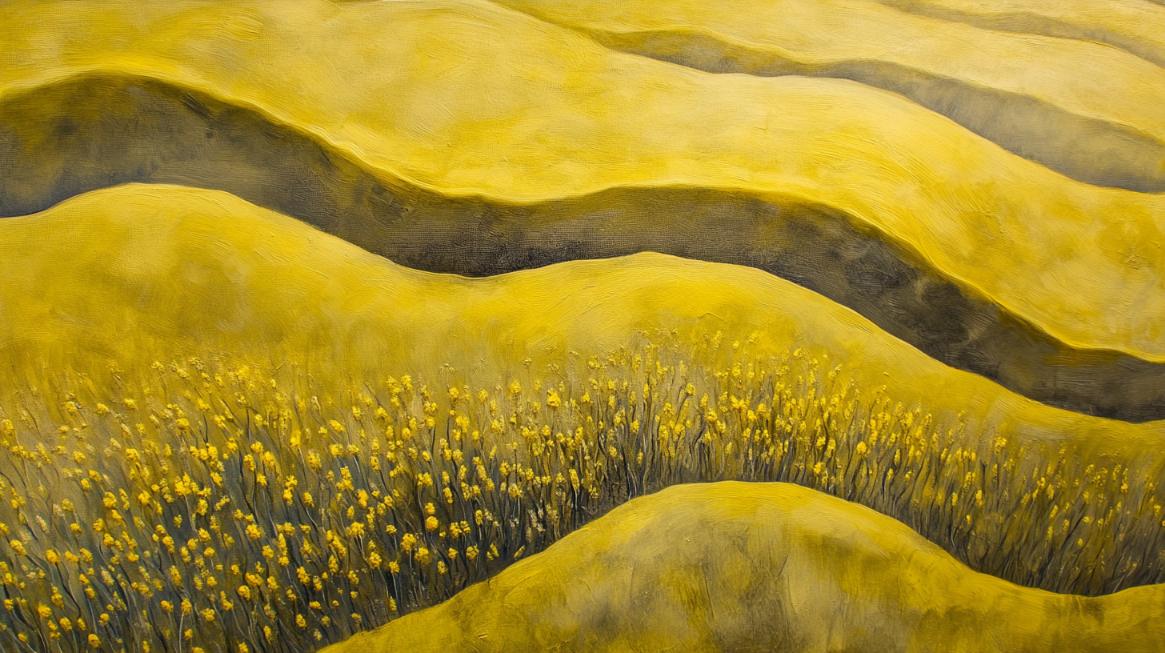 Abstract agricultural field forms in FRSH yellow and soil tones